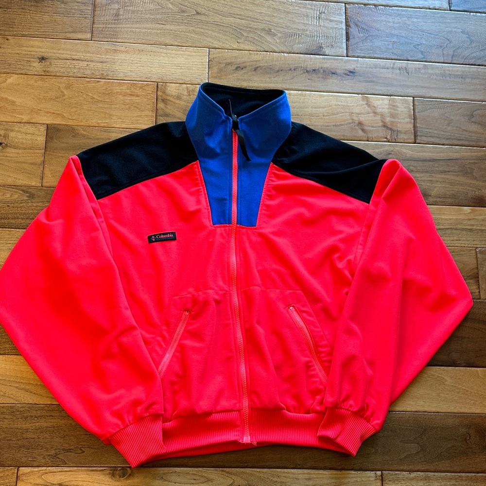 Vtg 90s Columbia Radial Sleeve color block full zip up fleece jacket sz med.